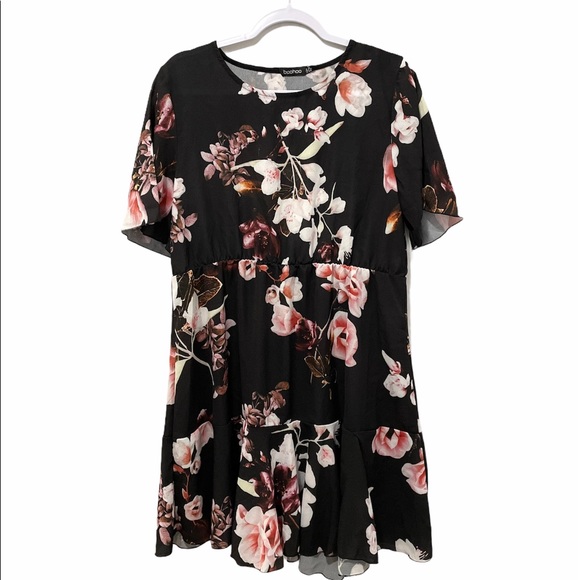 Boohoo Floral Print Short Sleeve Dress 12 One Only Ignore Other Listing - Picture 2 of 7